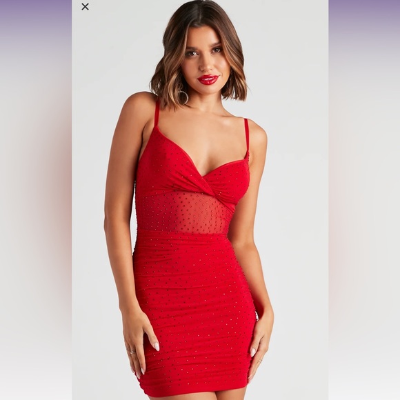 Windsor Dresses & Skirts - Make It Sparkle Illusion Rhinestone Mini Dress